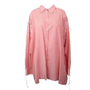 UNRAVEL PROJECT Pink Lace Up Long Sleeve Shirt Dress Size 6/42 $1840